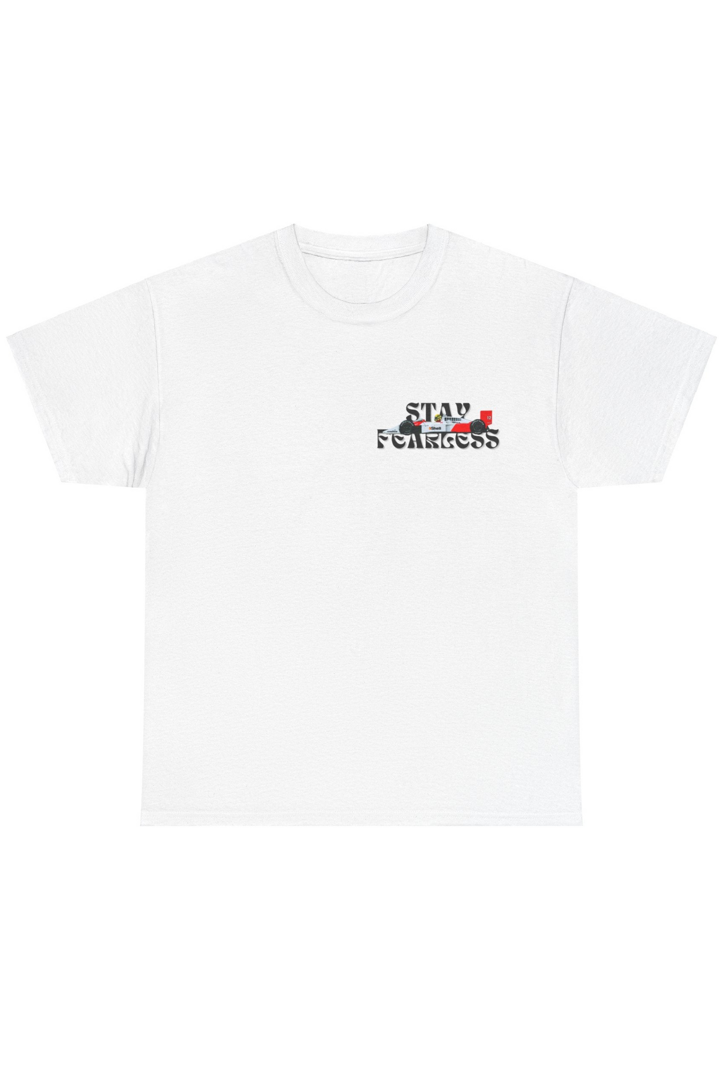 Bleiben Sie furchtlos – weißes T-Shirt der Ayrton Senna Edition