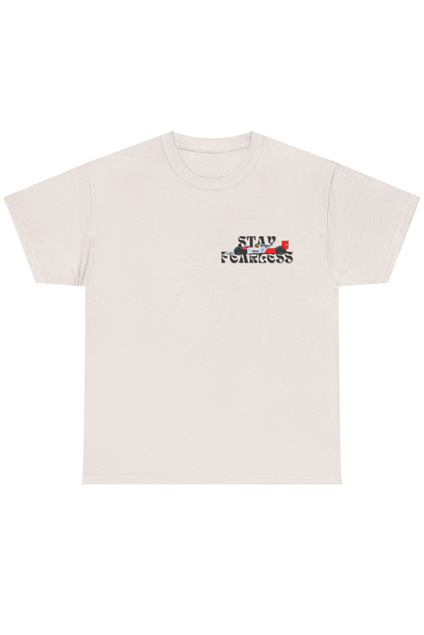 Bleiben Sie furchtlos – weißes T-Shirt der Ayrton Senna Edition