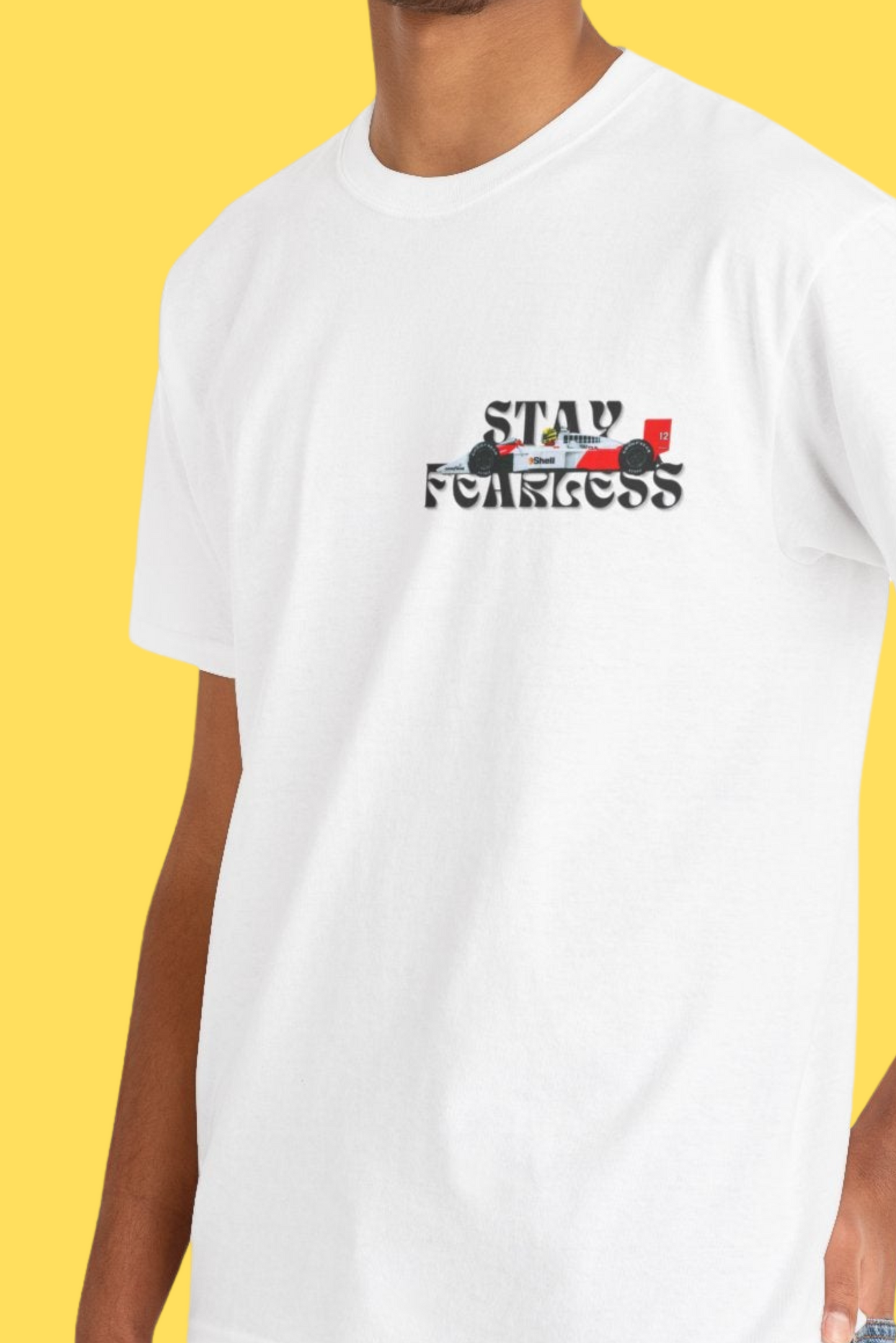 Bleiben Sie furchtlos – weißes T-Shirt der Ayrton Senna Edition